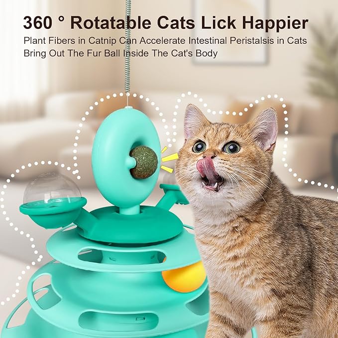 Interactive Cat Toy Kitten Toys Cat Toys with Catnip Balls Cat Toys for Indoor Cats Cat Ball Toy Cat Toys for Bored Indoor Adult Cats Green