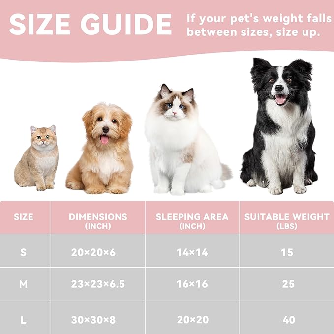 30in Cream Round Cat Dog Bed for Large Medium Small Dogs Cats, Machine Washable Sleeping Sofa, Non-Slip Bottom Breathable Soft Calming Pet Cuddler for Indoor/Outdoor/Car/Cage, Fit up to 45lbs