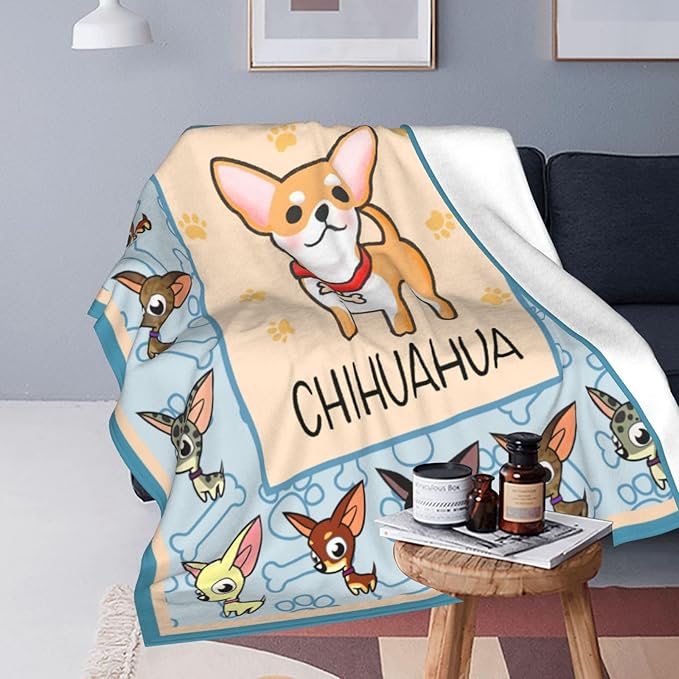Chihuahua Blanket Chihuahua Decor Throw Blanket Super Warm Soft Plush Lightweight Fleece Flannel Winter Gifts for Girls Baby Kids Women Boys Adults Couch Bedding 60"X80"