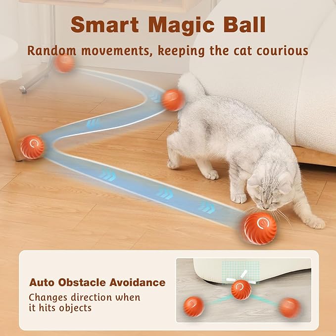 Interactive Cat Toys Ball Fast Rolling in Pouch (Blue) (Orange)