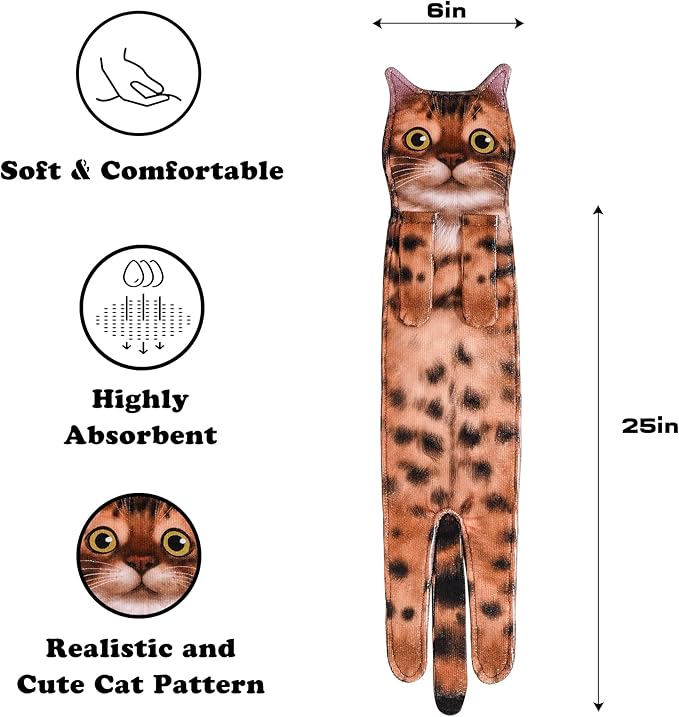 Cat Funny Hand Towels for Bathroom Kitchen - Cute Decorative Fairy Tale Cat Decor Hanging Washcloths Towels Super Absorbent Soft - Housewarming Birthday Christmas Fun Gifts for Women Cat Lovers