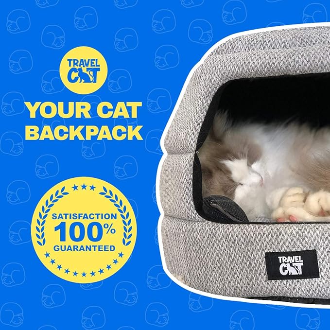 Travel Cat Meowbile Indoor Cat House - 25x18x17 inches Premium Convertible and Durable Hideaway Cat Bed and Cave - Soft Gray Collapsible and Easy to Clean, Padded, Comfortable and Cozy Cat Bed Cave