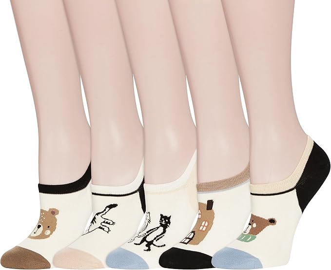 Benefeet Sox Womens Girls Cute No Show Liner Socks Non Slip Funny Patterned Low Cut Socks Novelty Cotton Loafer Footies Sock