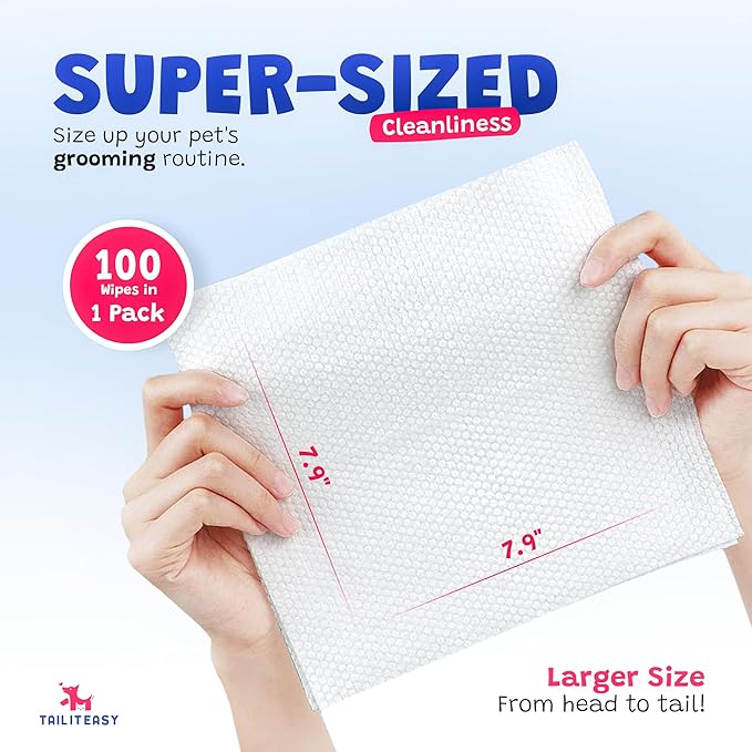 Pet Wipes for Dogs - Dog Paw Wipes - Dog Cleaning Wipes - Biodegradable Cat Bath Wipes - Puppy Grooming Wipes - Toxic-Free Kitten Wipes (No Fragrance) (Pack of 1)