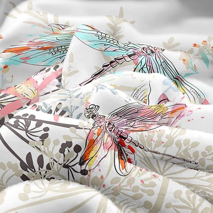 Feelyou Dragonfly Fleece Sherpa Throw Blanket Soft Cozy Fluffy Flowers Fuzzy Blanket Caring Gift for Women & Adults Botanical Weed Plush Microfiber Blanket 30"x40"