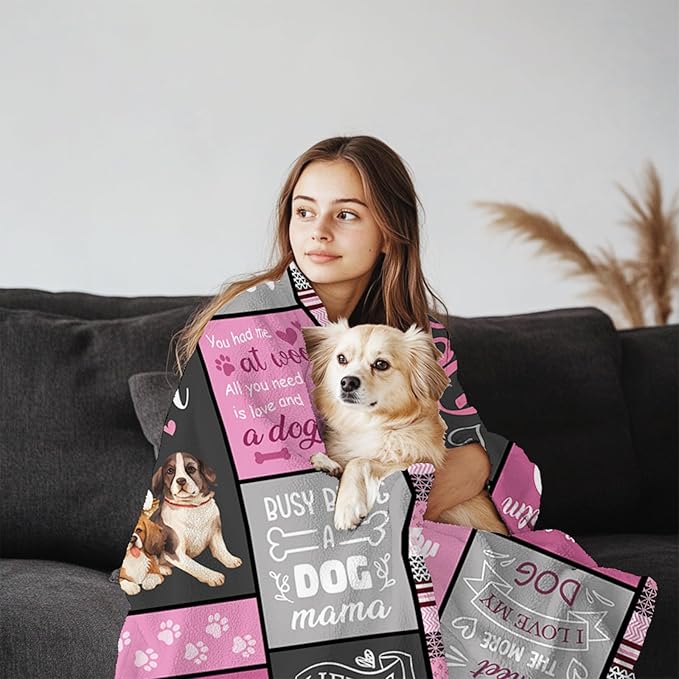 Dog Mom Gifts for Women Blanket, from Dogs, Birthday Present for Women, Dog Lover Gift, Mom Gifts from Daughters, 50"X60"