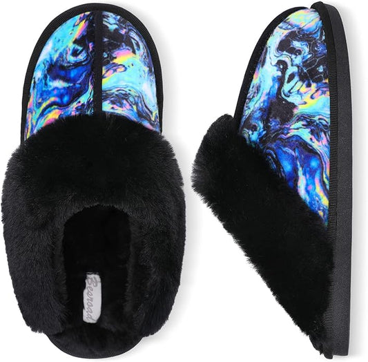 Besroad Winter Fuzzy House Slippers Sandals Plush Faux Fur Fluffy Flats Slippers Warm Slide Shoes for Women