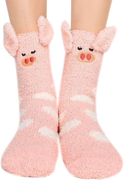 Benefeet Sox Cute Fuzzy Socks for Women Girls Fluffy Warm Cozy Novelty Slipper Socks Funny Animal Plush Sleeping Socks