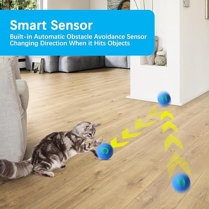 Zelikovitz Interactive Cat Toys Ball Rolling in The Pouch, Automatic Motion Activated Moving Ball Hide and Seek Game for Indoor Exercise Kicker