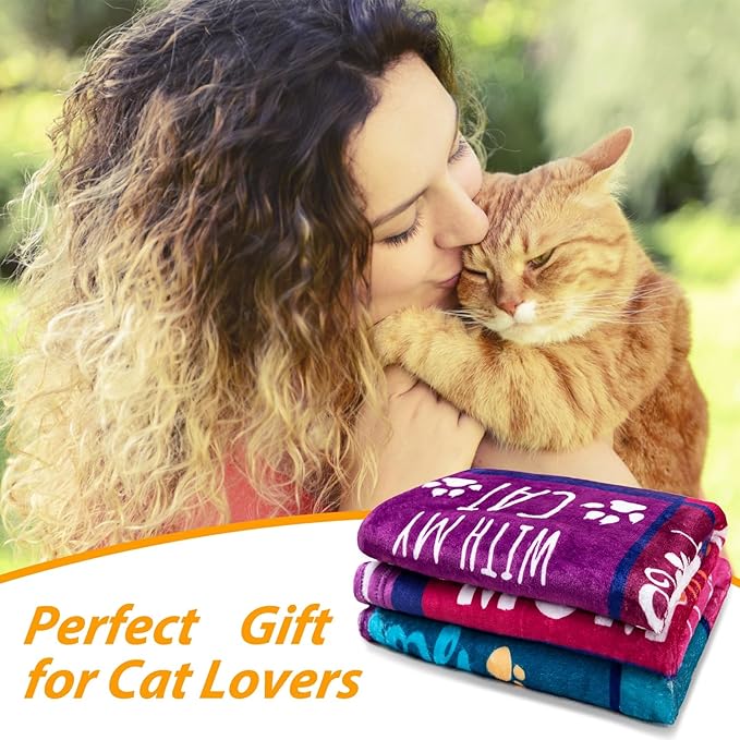 Cat Girl Blanket for Cat Moms 50X60 Just a Girl Who Loves Cats Soft Throw Blanket Christmas Cats Themed Gifts for Owners Girls