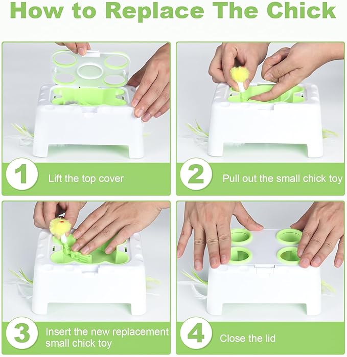 Cat Toy Replaceable Feathers and Fluffy Toy Accessories, 5 Pcs Interchangeable Attachments All Cat Toys with Small Screwdriver and Screws