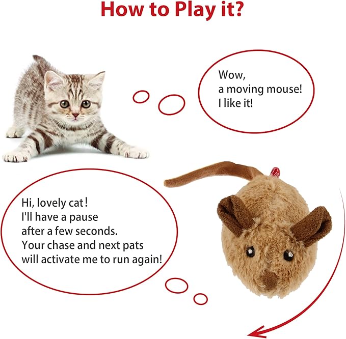 Gigwi Interactive Cat Toys Pack, Automatic Moving Mouse Electronic Cat Toys for Indoor Cats, Mouse Hunt Cat Toy for Kitten, 2 Pack (Brown Mouse & Hedgehog)