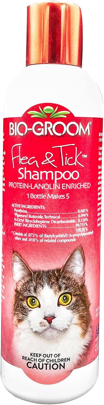 Bio-Groom Flea & Tick Dog Shampoo – Flea and Tick Prevention for Dogs, Cat Flea Treatment, Cruelty-Free, Made in USA, Natural Tick Repellent, Protein-Lanolin Shampoo – 8 fl oz 1-Pack