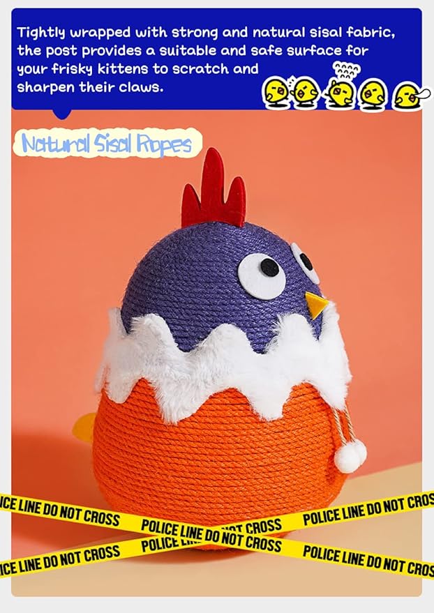 Cat Scratching Post Tall Cat Scratcher with Sisal Rope Ball Vertical Cat Scratch Post Claw Scratchers for Indoor Cats and Kittens Interactive Pet Toy(Tumbler Chicken)