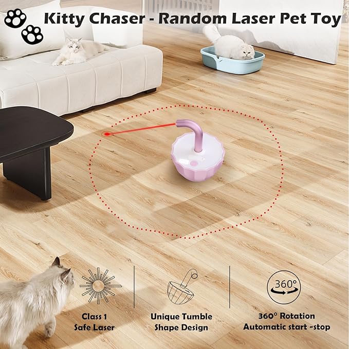 Tumbler Cat Laser Toy Automatic, 360° Rotation Rechargeable Laser Pointer, Self Play 3 Modes Motion Activated Cat Laser Toy, Interactive Cat Toys for Bored Indoor Adult Cats/Dogs