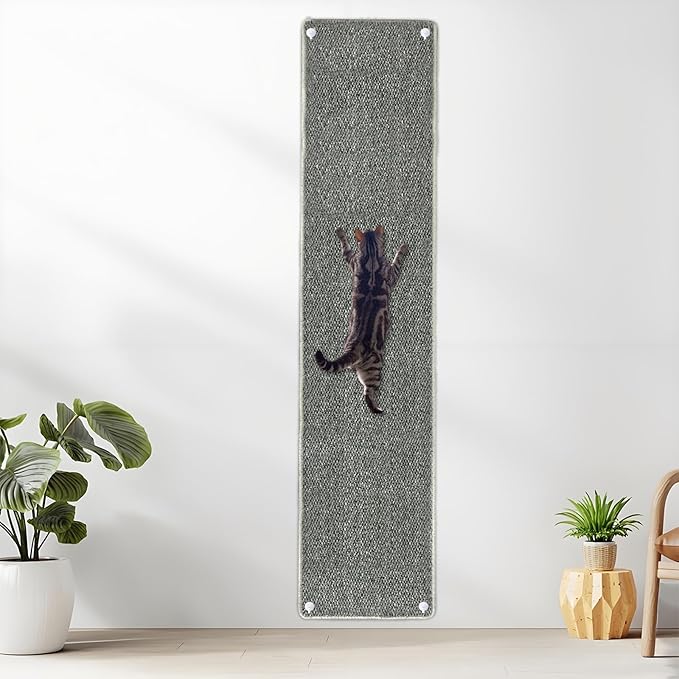 70.9"x 15.9" Thickened Extra Large Cat Wall Climbing Carpet, Cat Climbing Wall with 10pcs Fixed Nails for Indoor Cat Exercise,Cat Wall Scratcher,Wall Climbing Cat Carpet (Gray)