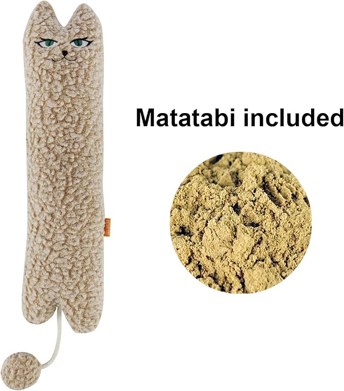 Catnip Silvervine Matatabi Pillow for Cats & Kittens,Cat Kicker Toy,Large Size Cat Pillow Soothing Plush Cat Toy(Beige).