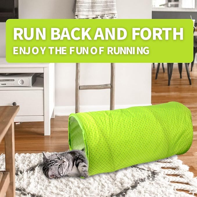 PAWISE Cat Tunnel Tube, Cat Toys Collapsible, Cat Play Tent Bed Indoor Pop-up Pet Tube Interactive Toy for Cat Puppy Kitten Rabbit (Color Random)(Tunnel)