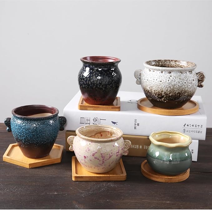 4PCS Mosaic Bamboo Coasters for Crafts, Blank Base Trays, Drinking Cup Coaster, Plant Coaster, Art Plate,DIY Mosaic Supplies (Round L)