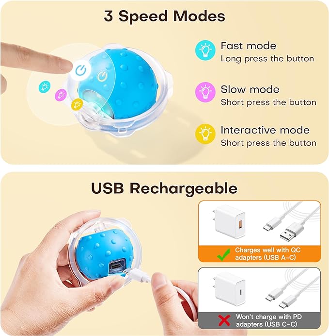 Potaroma Interactive Cat Toys, Fast Rolling Ball in Play Mat, Automatic Motion Activated Moving Ball Hide and Seek Game for Indoor Exercise Kicker, 28 Inch Play Mat