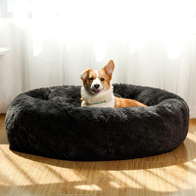 JEMA Calming Small Dog Beds for Small Dogs,Washable Donut Cuddler Pet Bed Cushions,Durable & Cozy Soft Dog Bed with Removable Pad 22 Inch