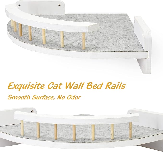 Cat Hammock Cat Wall Shelves with 3 Steps, Cat Shelves and Perches for Wall, Cat Wall Furniture Cat Climbing Shelf, Cat Scratching Post Cat Wall Shelf for Indoor with Plush Covered, Gift for Cat