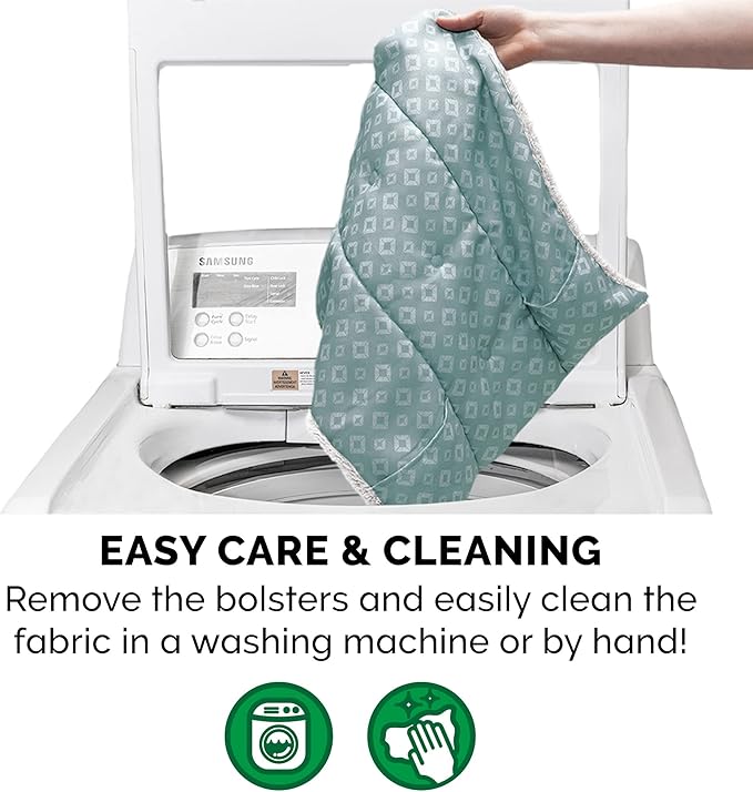 Furhaven Cat Bed for Indoor Cats, Washable w/ Removable Bolsters, For Pets Up to 18 lbs - Plush & Diamond Print Cuddle Loaf Mat - Aqua, Large