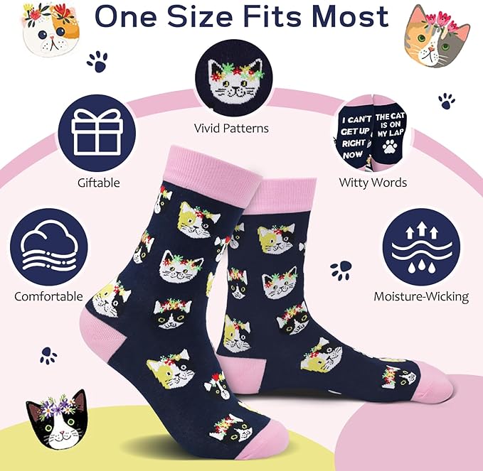 AGRIMONY Funny Cat Dog Socks for Women Teen Girls-Animal Novelty Cute Socks-Mothers Day Cat Dog Mom Gifts Stocking Stuffers