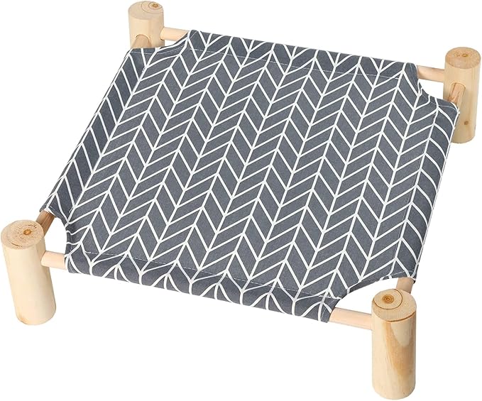 Patas Lague Cat and Dog Hammock Bed Small Dog Bed (3 Covers), Wooden Cat Elevated Cooling Outdoor Bed for All Seasons, Cat Beds for Indoor Cats,Cat Cots Pet Bed (Monstera Leaf, Arrow, Blue Cat)