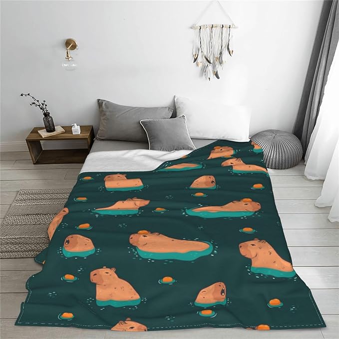 Capybara Throw Blanket Soft Cozy Plush Warm Fleece Blanket for Sofa Couch Bed 80"X60"