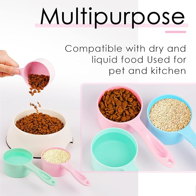 SUPERDESIGN 1/2 Cup Dog Food Scoop for Container Melamine Measuring Scoop for Dogs Cats Birds and Rabbits Pet Food Feeding Scoop Dishwasher Safe - Baby Pink