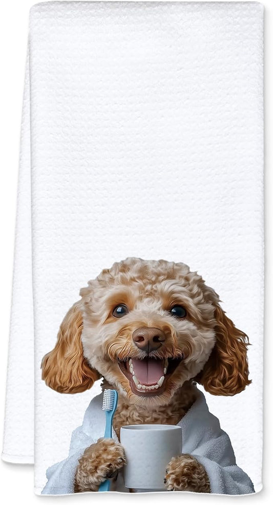 Poodle Gifts Bath Hand Towels, Funny Bathrobe Poodle Hand Towels for Bathroom Washroom Restroom Decor, Dog Bathroom Decor, Gifts for Women Dog Lover, 16x24 Inch