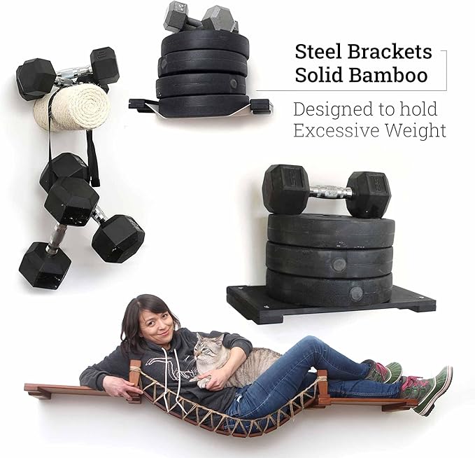 Catastrophic Creations Floating Cat Scratching Post, Hand-Crafted Sisal Cat Scratcher Post, Wall Cat Shelves & Scratching Posts for Indoor Cats, Durable & Modern Cat Furniture (1 Pc)