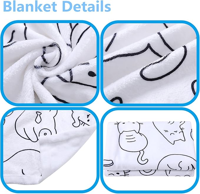 Sviuse Cat Blanket Black and White Cats Pattern Throw for Women Girls Kitty Lovers Cat Mom (50" X 60", Cat 2)