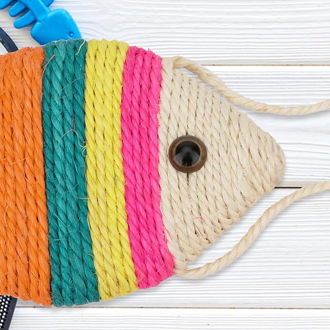 Hypeety Cat Scratching Board Creative Fish Shaped Cat Claw Toy Colorful Sisal Pad Scratch Lounge Durable Scratching Pad Interaction Toy (S)