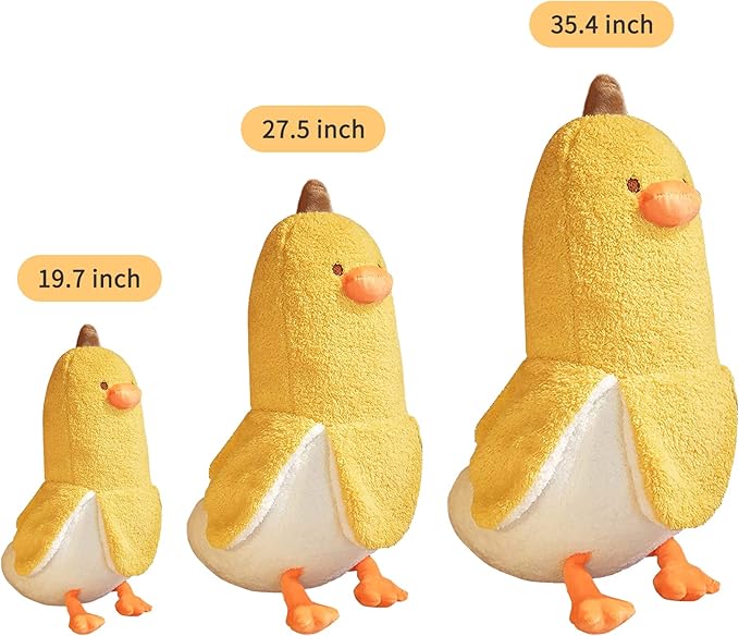 PEACH CAT Banana Duck Plush Toy Cute Plushie Hugging Plush Pillow Duck Stuffed Animal for Girls and Boys Yellow 19.7"
