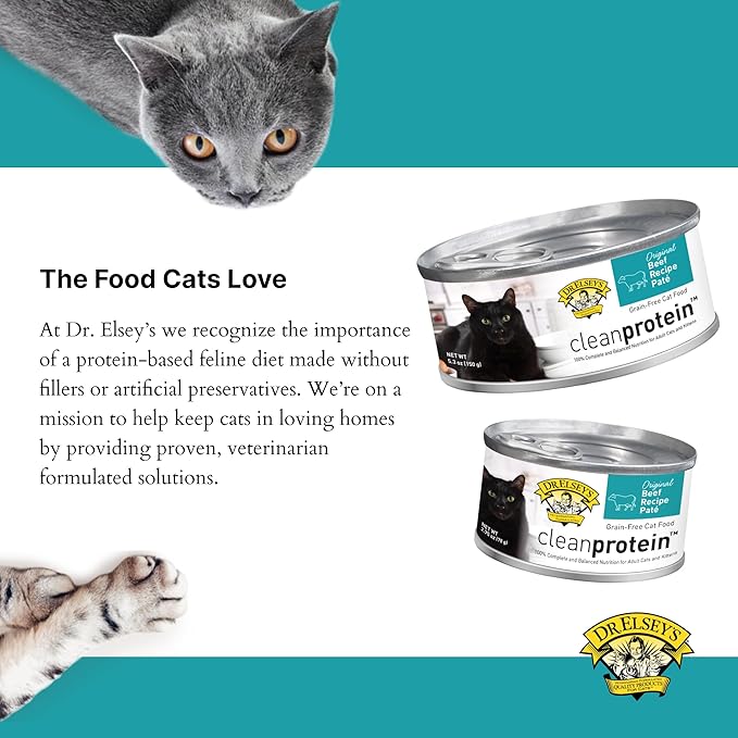 Dr. Elsey's cleanprotein Recipe Beef Recipe Wet Cat Food, (Pack of 24), 5.3oz Cans