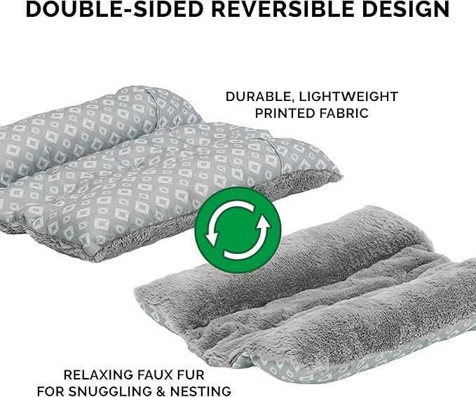 Furhaven Cat Bed for Indoor Cats, Washable w/ Removable Bolsters, For Pets Up to 9 lbs - Plush & Diamond Print Cuddle Loaf Mat - Gray, Small