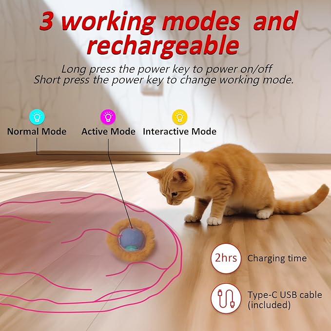 Rechargeable Electric Cat Toys, Hide and Seek Kitten Toy, Chirping & Motion Activated Interactive Cat Toy, Hiding Cover Exercise Toy for Indoor Cats/Kitty/Kittens