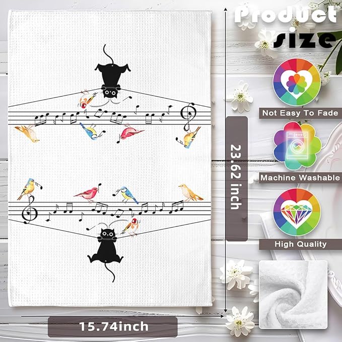 Cat Dish Towels,Cat Kitchen Towels,Cat Towels,Fun Kitchen Towels,Cat Hand Towel,Dish Towels for Kitchen Decorative,Black Cat Gifts,Cat Kitchen Accessories,Cat Lady Gifts,Gifts for Cat Lovers for Women