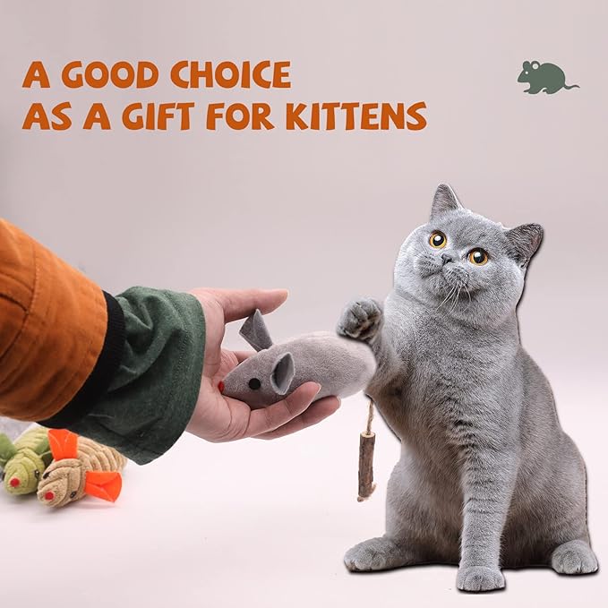 Catnip Toys, Silvervine Cat Toy, 3 Pcs Cute Cat Toys for Indoor Cats, Soft Plush Cat Mice Catnip Toys, Interactive Cat Teething Chew Toy for Cat Kitten Kitty