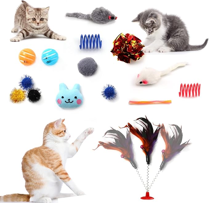 Kitten Toys Cat Toys Assortments, 26 Packs Cat Toys Variety Pack for Kitty, Cat Wand Toy, Cat Feather Toys, Cat Balls with Bells, Cat Mouse Toy, Catnip Toys for Indoor Cats
