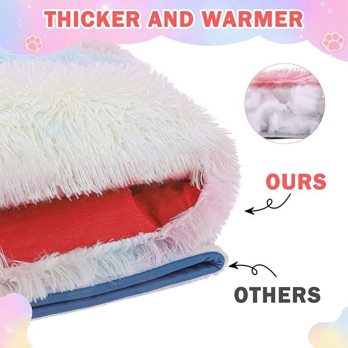 SCENEREAL Self Warming Cat Bed, Heated Cat Bed Mat for Cats Small Dogs, 2 in 1 Soft Plush, Washable Pet Pad for Indoor Outdoor Kitten Puppy, Colorful 24" x 20"