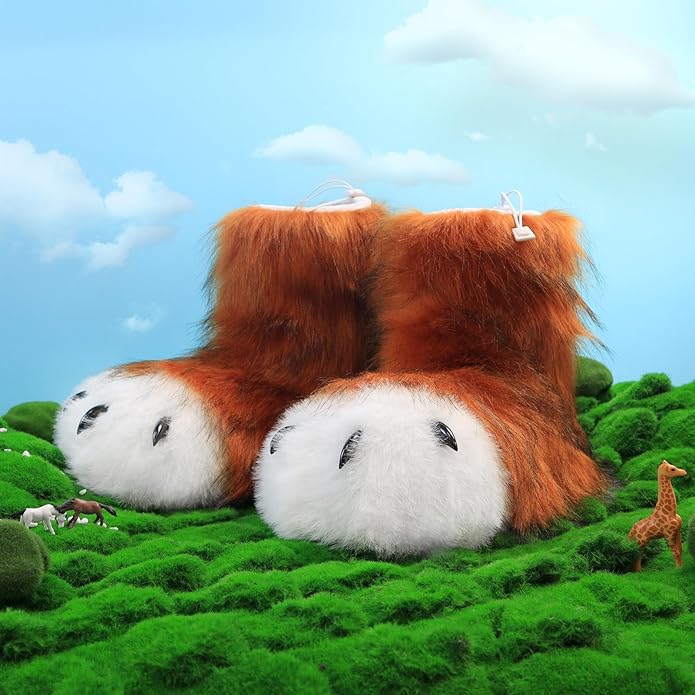Animal Fuzzy Slippers Bear Cat Wolf Dog Fox Fursuit Feet Paw Claw Shoes Furry Boots Costume Accessories for Adult Kids