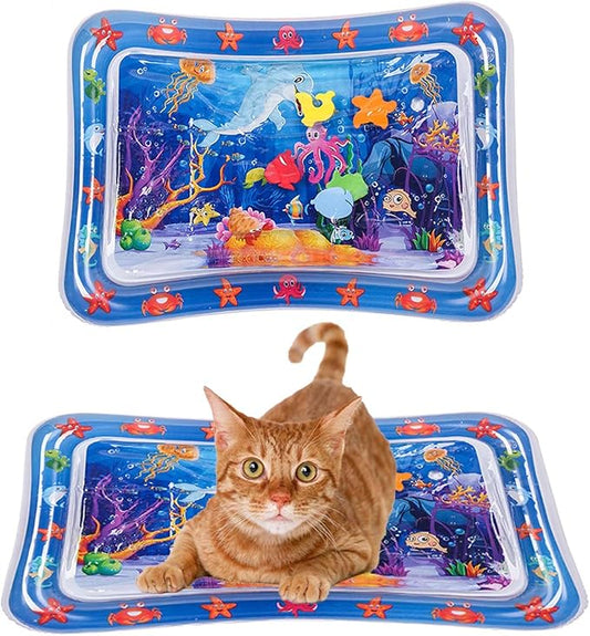 Sensor Water Playmat for Cats, Water Mat for Puppy Play, Sensory Water Mat for Cats, Durable Water Sensory Playmat for Pet Play, Water Sensor Mat, Water Sensory Pad Water Play, Medium, Blue