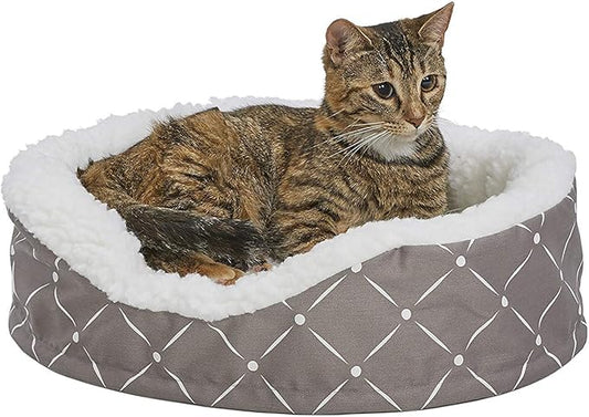Midwest Homes for Pets CU20MRD Couture Orthopedic Cradle Pet Bed for Dogs & Cats, X-Small, Mushroom/White Diamond Pattern