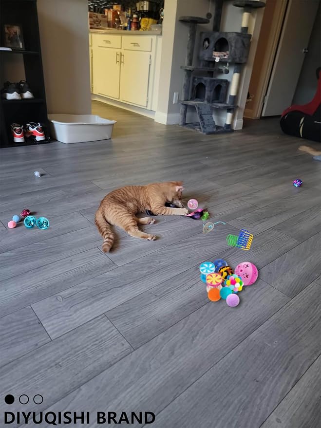 35 Pcs Cat Toys Pack, 1.25" to 6.3", Keep Your Cat Busy, Encourages Cognitive Development and Provides Hours of Entertainment, Suitable for Cats, for Small and Medium Breed Sizes