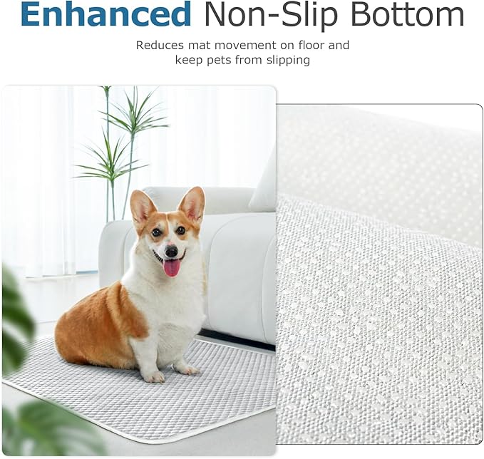 Mora Pets Dog Cooling Mat Breathable Cooling Pad for Dog Cats Washable Pet Cooling Mat for Indoor Outdoor Pets with Non-Slip Bottom Light Grey 40'' x 28'' Large