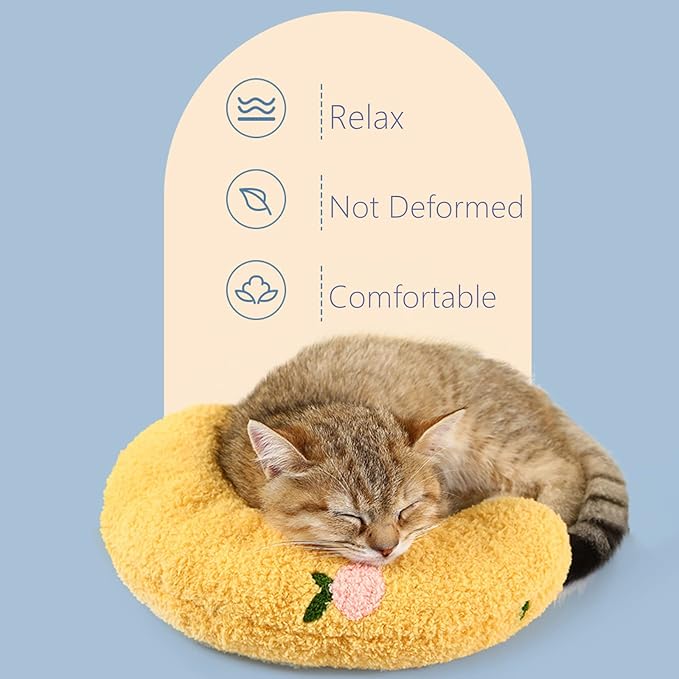 Les Arbres Fair Little Pillow for Cats, Ultra Soft Fluffy Pet Calming Toy Half Donut Cuddler for Joint Relief Sleeping Improve Machine Washable