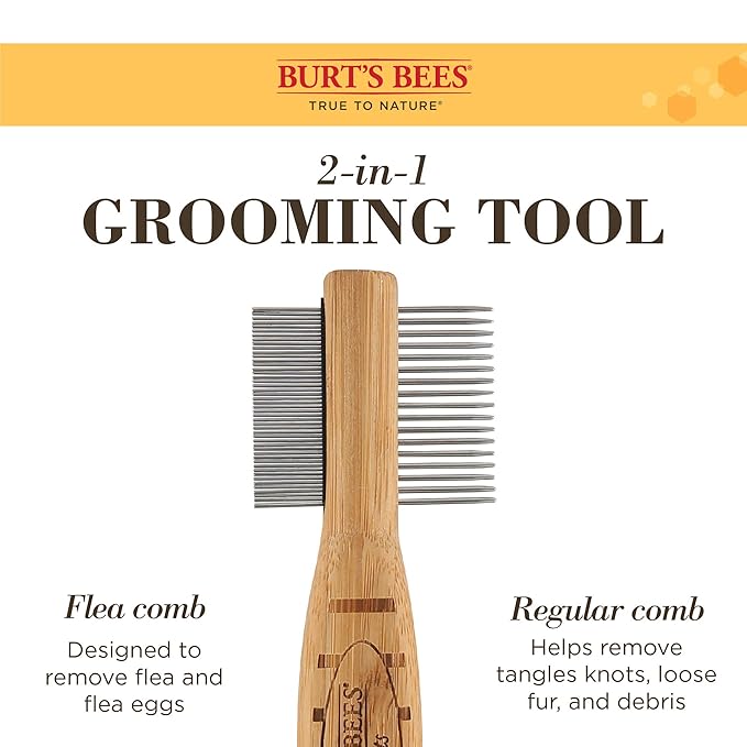 BURT'S BEES FOR PETS Cat Comb, 2-in-1 Double Sided, Removes Fleas, Tangles and Matted Fur, Regular Cat Comb, Ideal for Daily Grooming